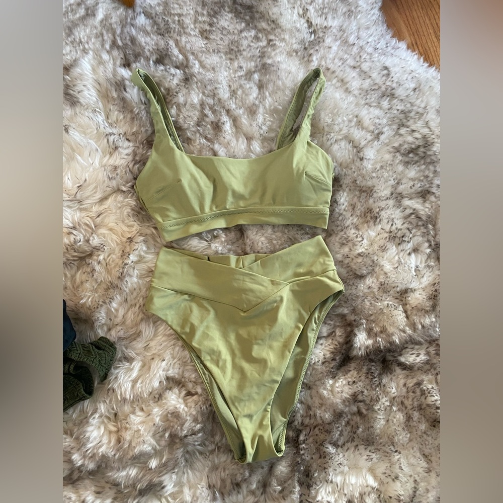 Aerie sage green crossover bikini